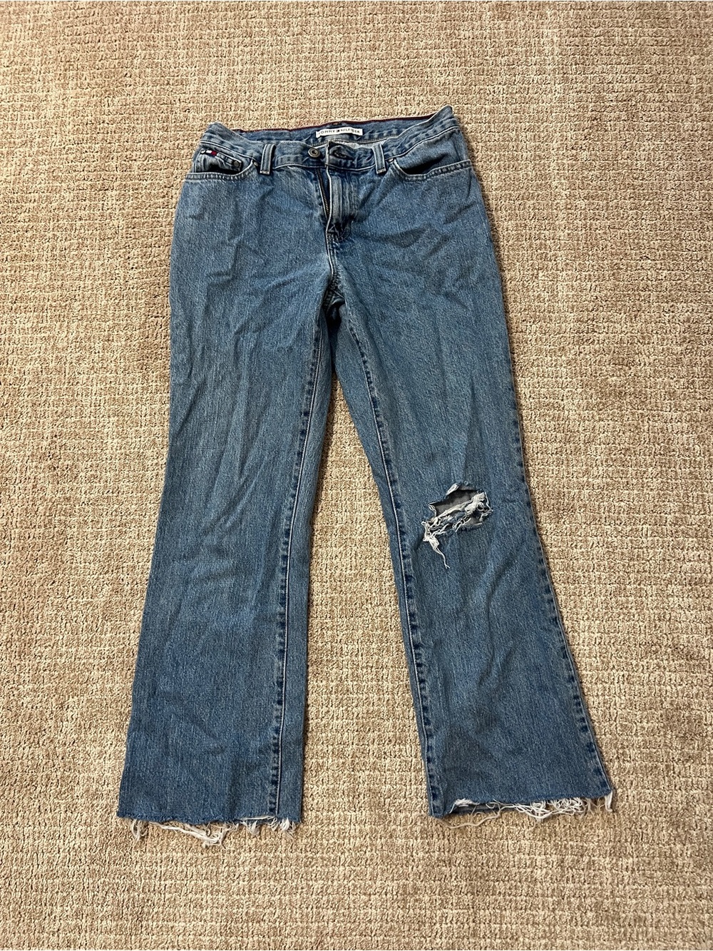 Vintage Tommy Hilfiger Blue Distressed Women's Flare Jeans